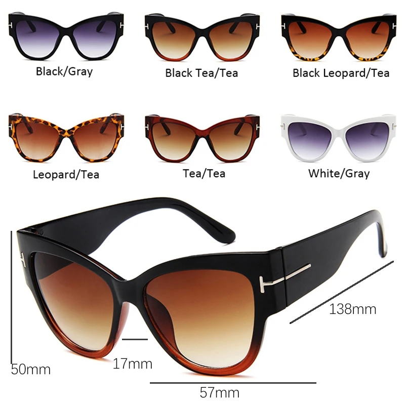 

Women Cat eye Sunglasses Vintage shades for women Luxury Brand Oversized Gradient Cateye women's sunglasses Sexy Big Glasses