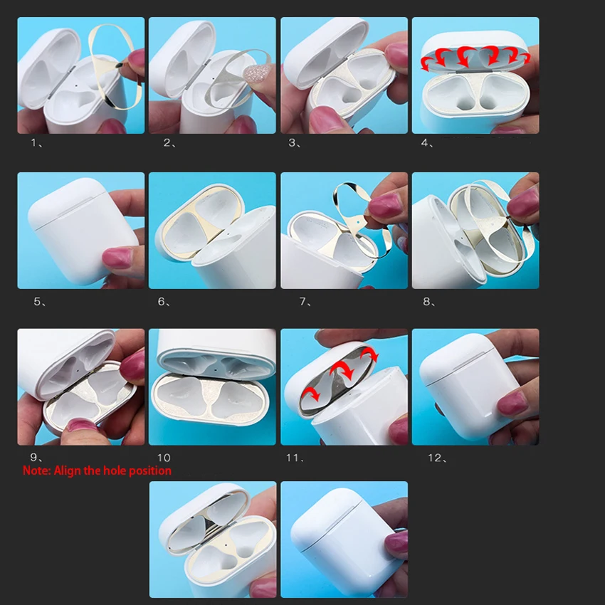 Для AirPods стикер ультра тонкий металлический пылезащитный стикер Защитная кожа для Air Pods 2 i12 i9s i7 металлический пылезащитный аксессуар
