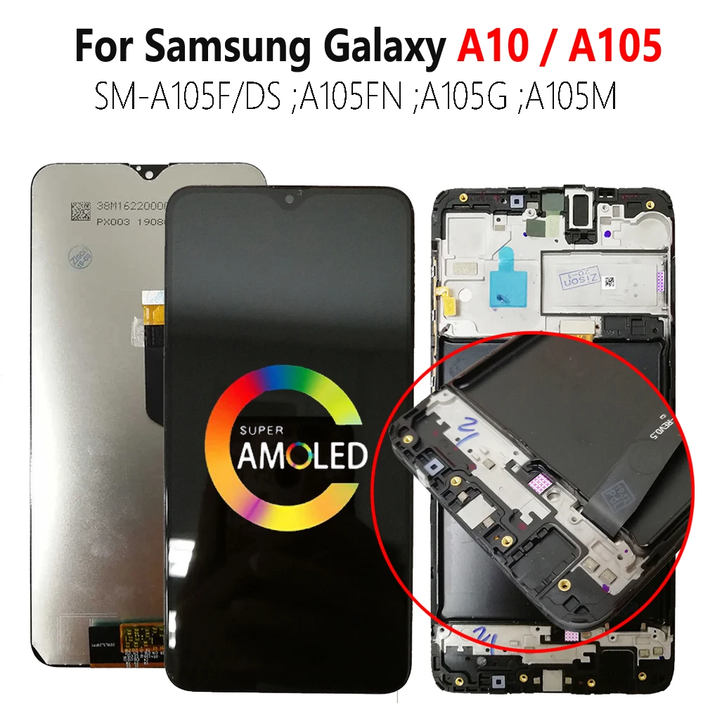 ЖК дисплей Super AMOLED с рамкой для SAMSUNG Galaxy A10 2019 SM A105F/DS A105FN A105 A105G A105M сенсорным