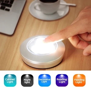 LED Pat Light Push Lamp Wireless Night Light Energy Saving Lamp Battery Powered Wall Lamp Home Camping Cabinet makeup lights