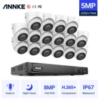 Система видеонаблюдения ANNKE 16CH FHD 5MP POE H.265 + 8MP NVR с камерами видеонаблюдения 16X 5MP погодозащищенными POE с записью звука