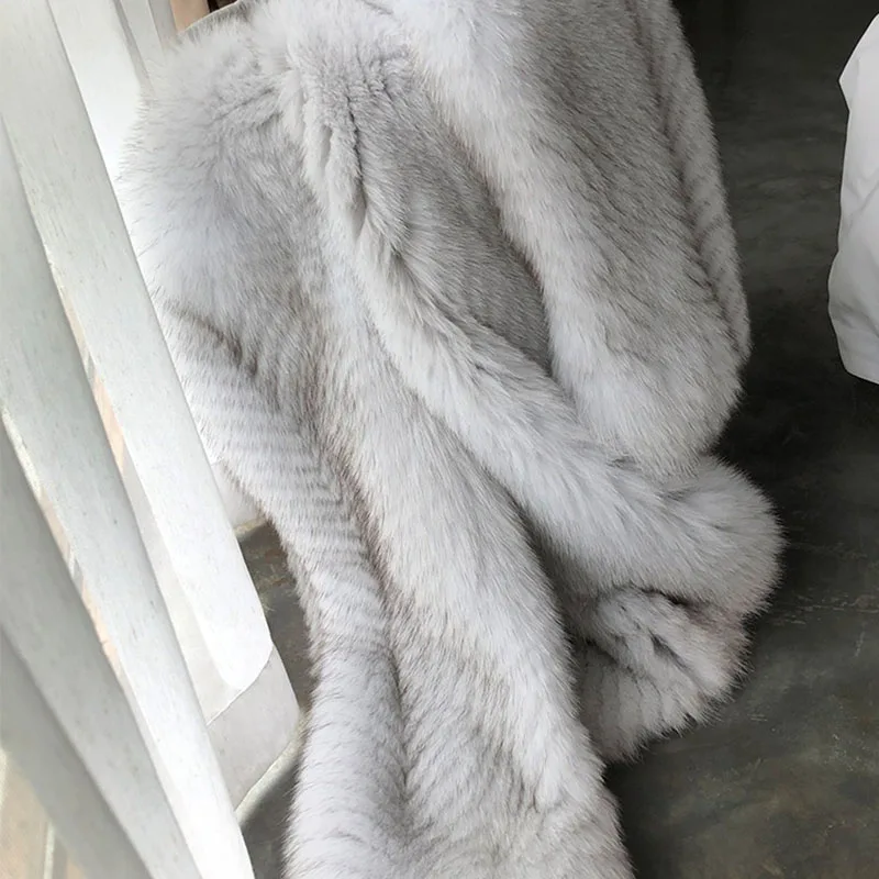 Real Fox Coat Full Pelt Natural Fur Coats Women Clothes Autumn Winter Long Elegant Jacket Manteau Femme Hiver ZL549