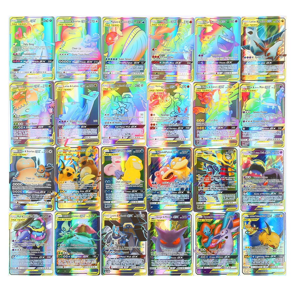 Высокое качество 10-300 шт Pokemones карты Tag Team GX EX Мега карты Pokemones английские карты PIKACHU игрушки для детей подарок