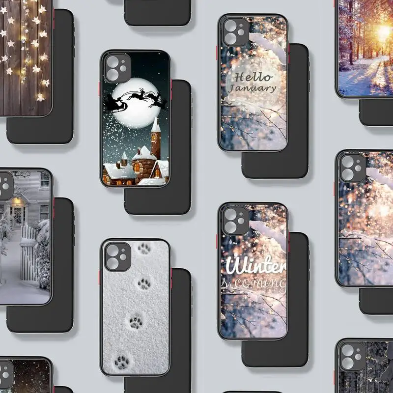 

Landscape Winter Snow pattern Phone Case matte transparent For iphone 7 8 11 12 plus mini x xs xr pro max cover