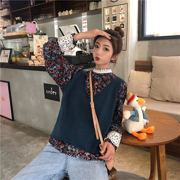 Vintage Print Floral Stand Collar New 2020 Women Spring Summer Blouses Shirts Casual Fashionable Lace Tops | Женская одежда