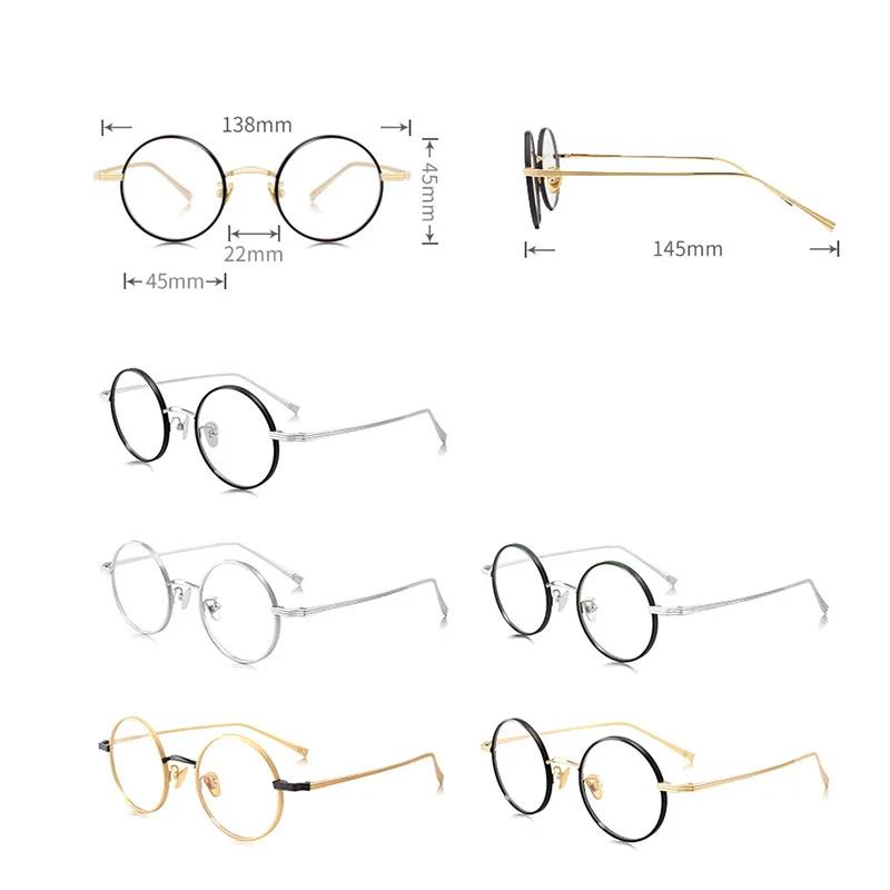 Оправа для очков Zerosun Мужская титановая небольшие круглые аксессуары чтения по