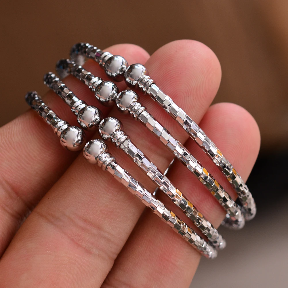 Wando серебристый цвет открыт Thread мозаичный браслет для маленькой девочки ребенка