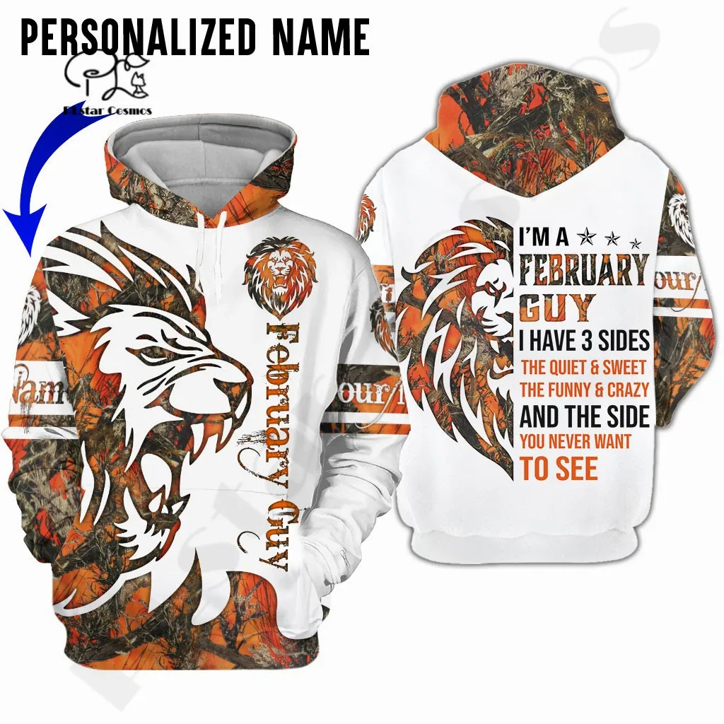 

PLstar Cosmos 3DPrint Newest Lion Personalized Name February Birthday Gift Boy Art Streetwear Unique Hoodie/Sweatshirt/Zip 10