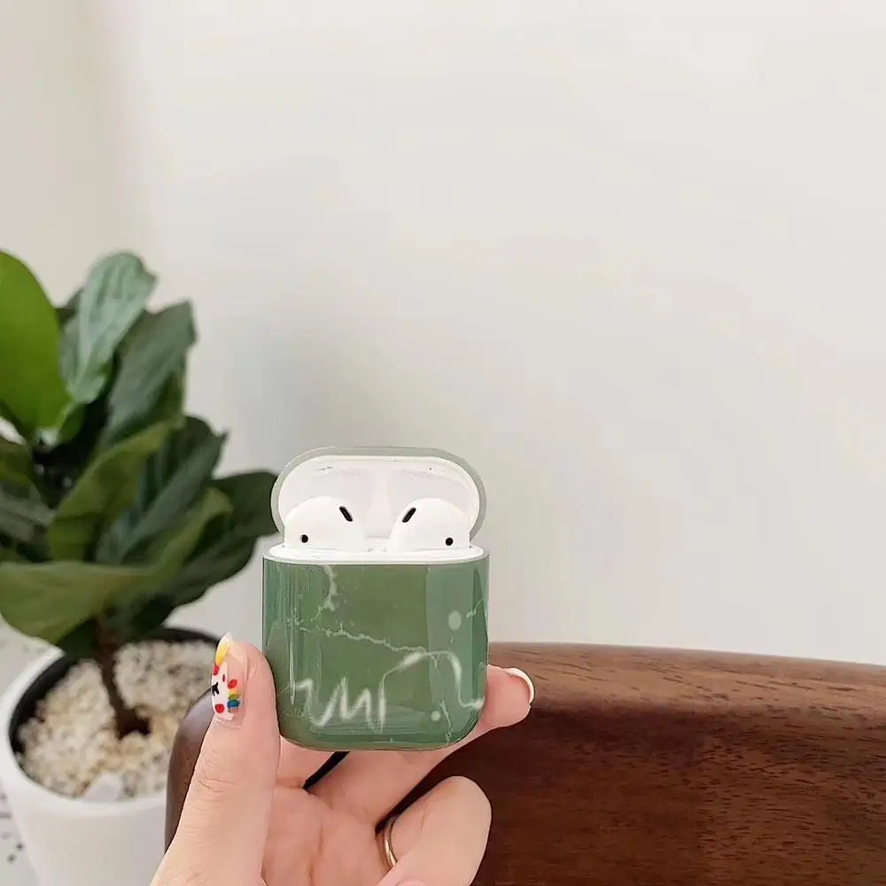 Чехол для наушников Apple Airpods зеленый чехол планшета под мрамор 1 2 IMD AirPods