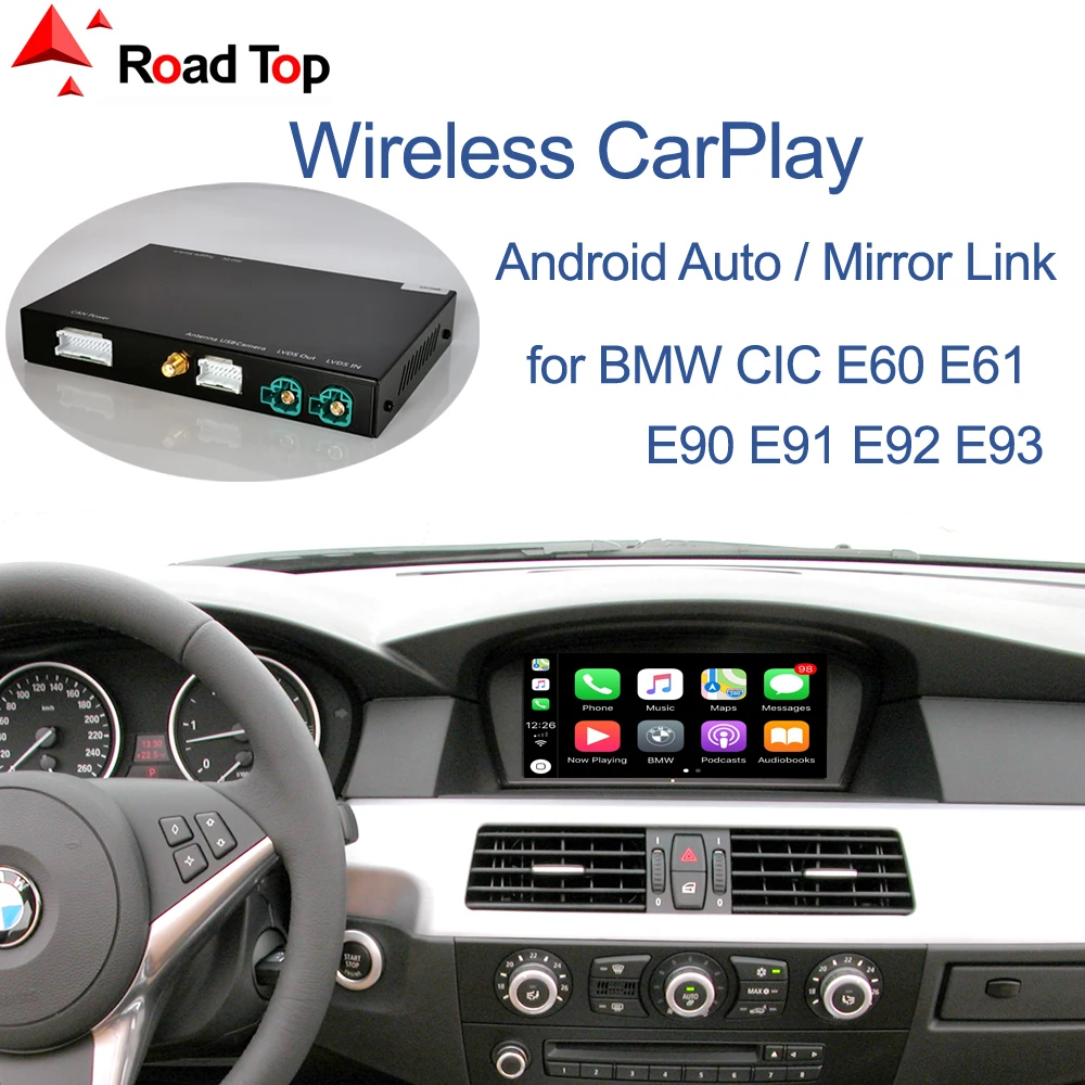

Wireless CarPlay for BMW 3 Series E90 E91 E92 E93 5 Series E60 E61 2008-2013, with Android Auto Mirror Link AirPlay Car Play