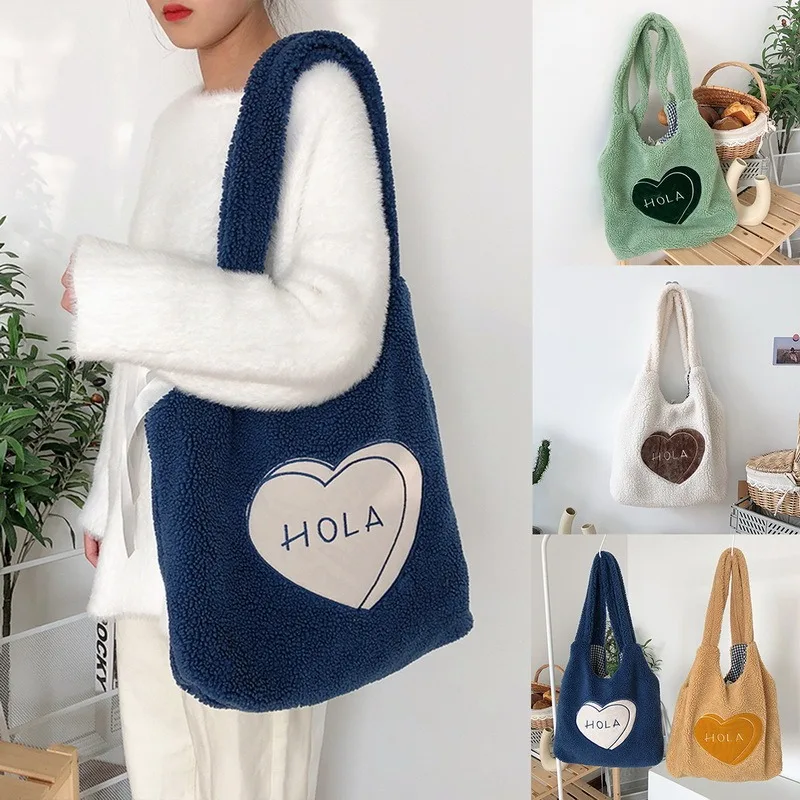 Женская сумка на плечо из овечьей ткани тоут вместительные сумки шопперы с