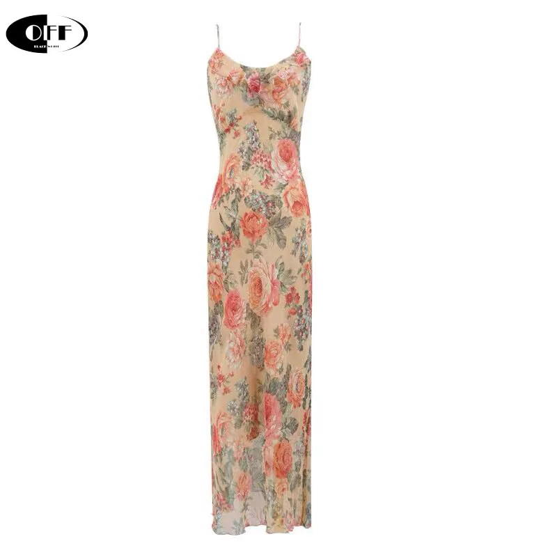 Винтажное летнее Женское Платье макси с цветочным принтом элегантный узкий