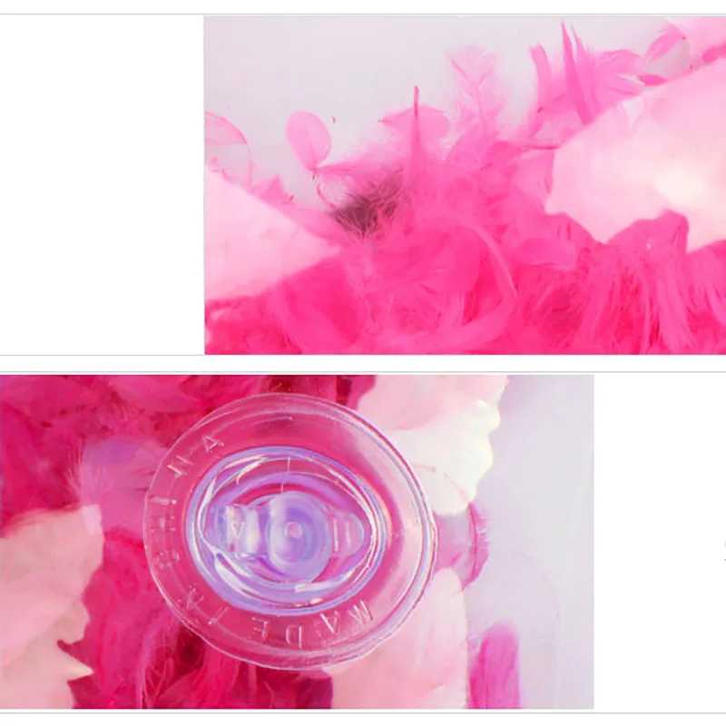 

Summer Pink Feather Transparent Swimming Ring PVC Material Thickening Fashion Inflatable Swimming Ring Floating Beach Party