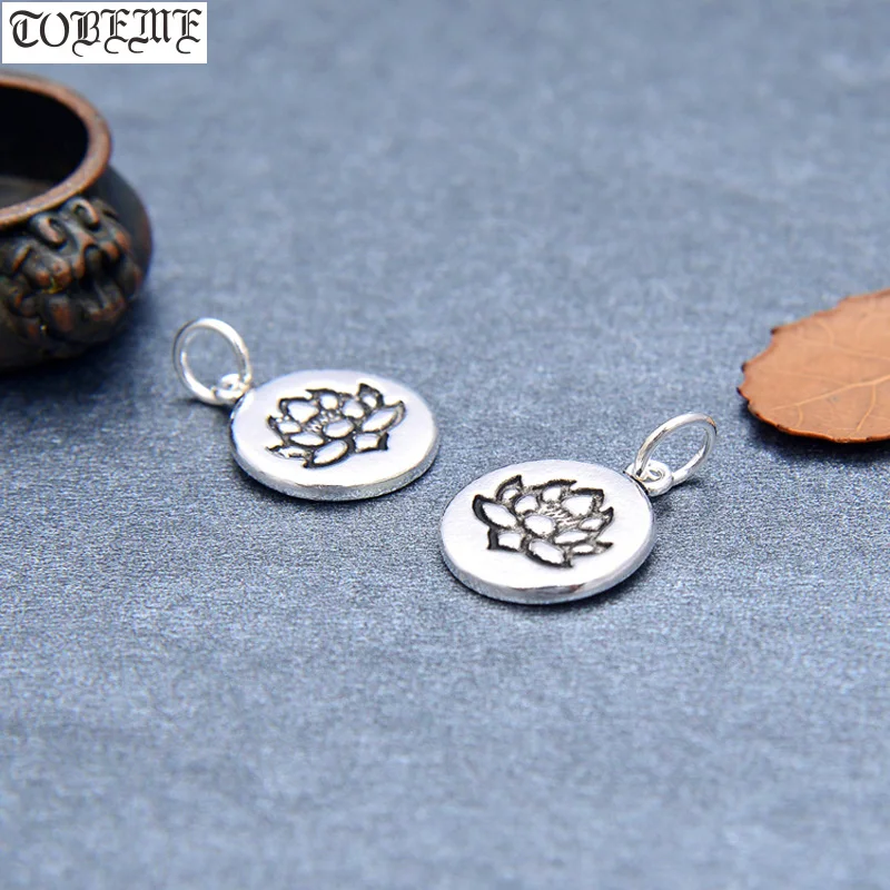 

100% 925 Silver Tibetan Lotus Charm 925 Sterling Flower Charms DIY Jewelry FIndings Small Pendant Bracelet Charms
