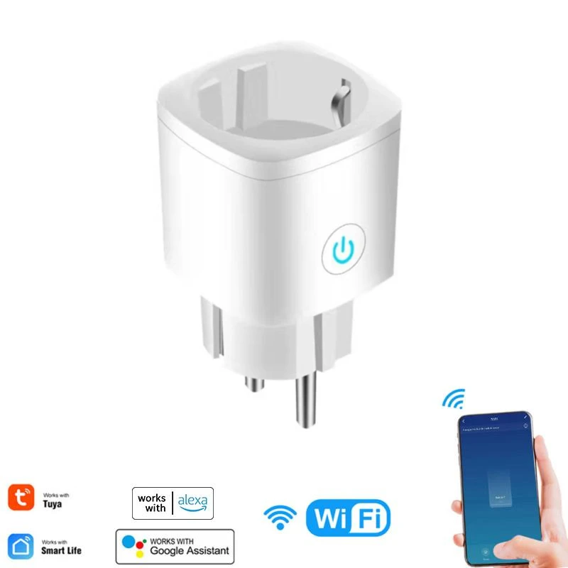 

White Smart Socket TUYA/Smart Life WiFi Smart Plug 16A EU/FR Wireless Remote Voice Control Timer Electrical Sockets Alexa Google