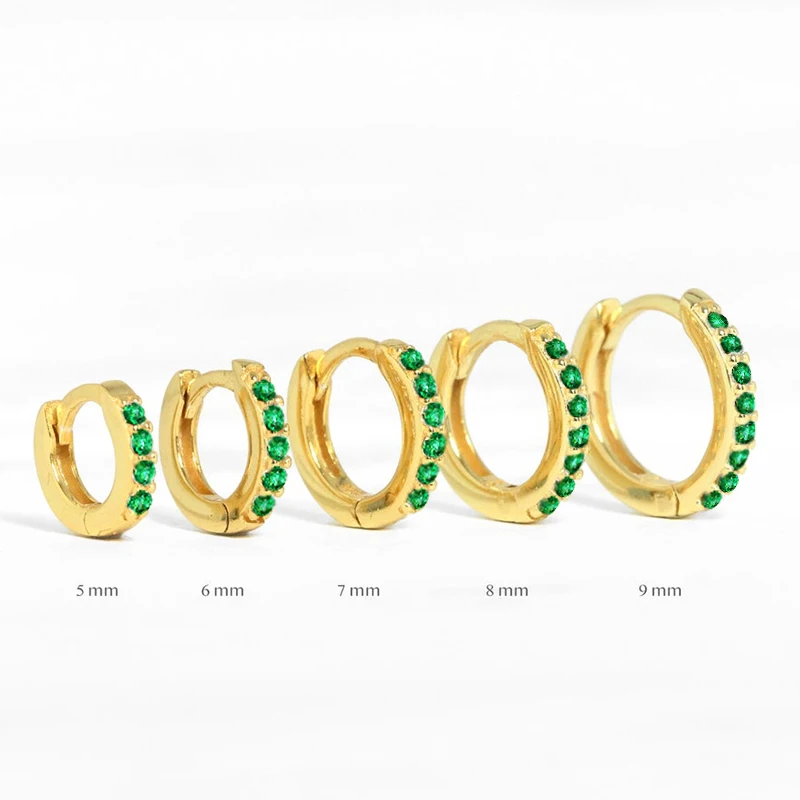 

BOAKO 925 Sterling Silver Colorful Zircon Gold Hoop Earrings For Women Minimalist Circle Huggie Earrings Ear Bone Buckle Jewelry