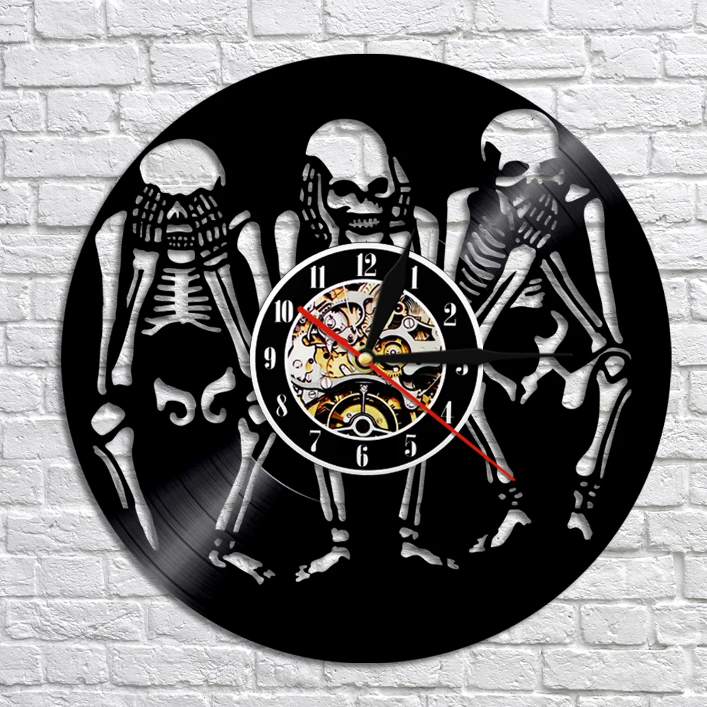 Настенные часы с черепами виниловые декоративные изображением мудрости черепов