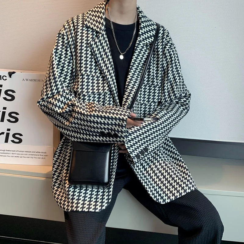 

Новое поступление 2021, мужской Клетчатый костюм, Корейская Молодежная однотонная куртка в западном стиле, уличная одежда, рекомендуется Бес...