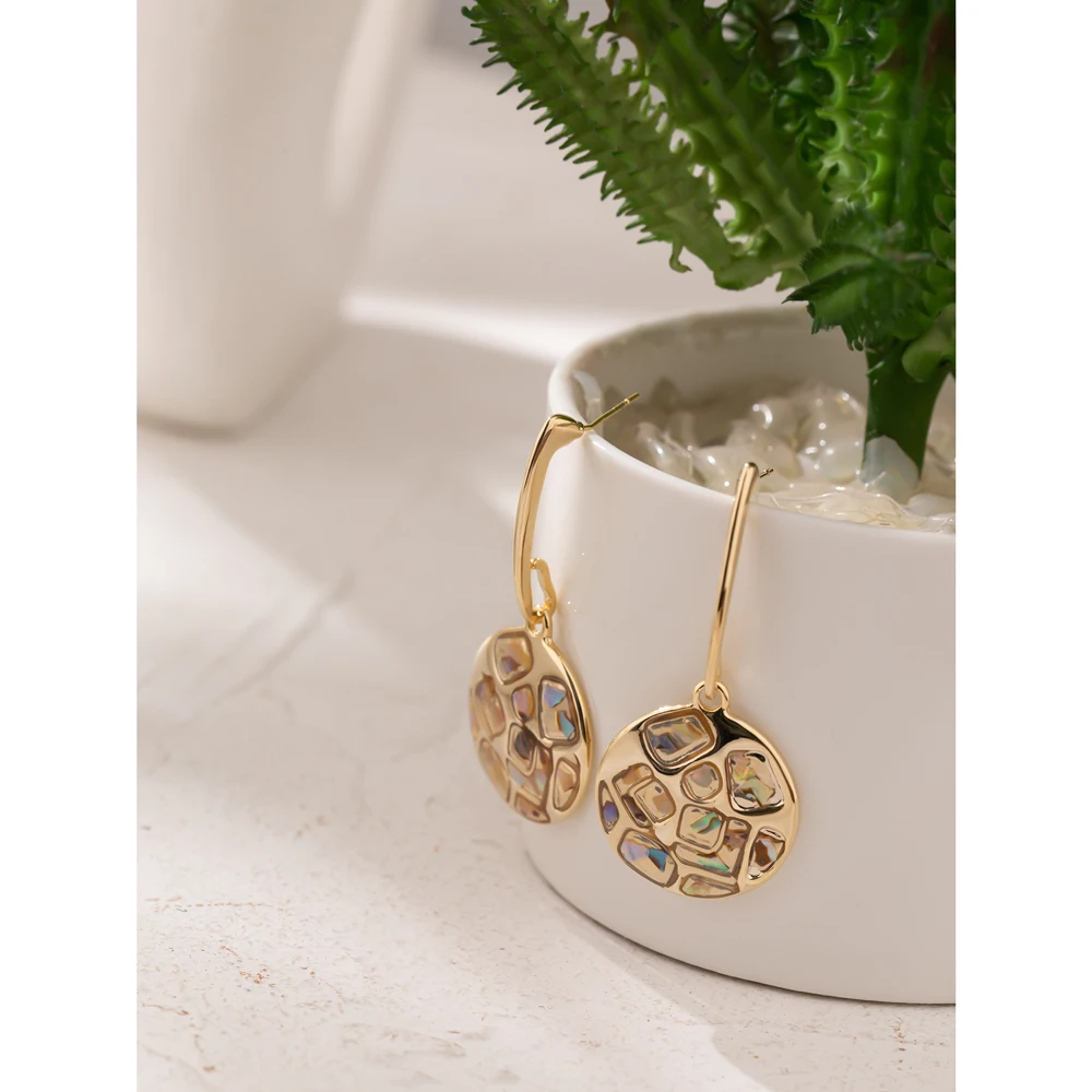 Модные брендовые круглые висячие серьги Yhpup в виде морской ракушки