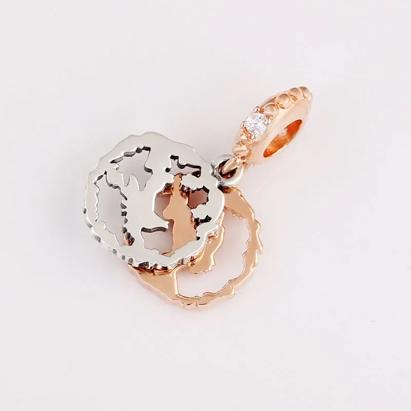 

100% 925 Sterling Silver Charm Rose Gold Princess Diana Pendant Fit Pandora Women Bracelet & Necklace Diy Jewelry