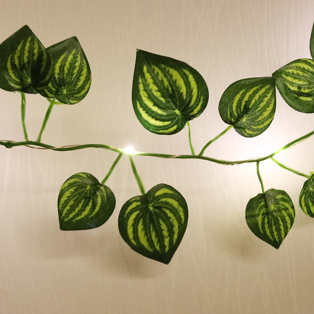 Гирлянда с s-образными листьями и светодиодной подсветильник кой медный шнурок