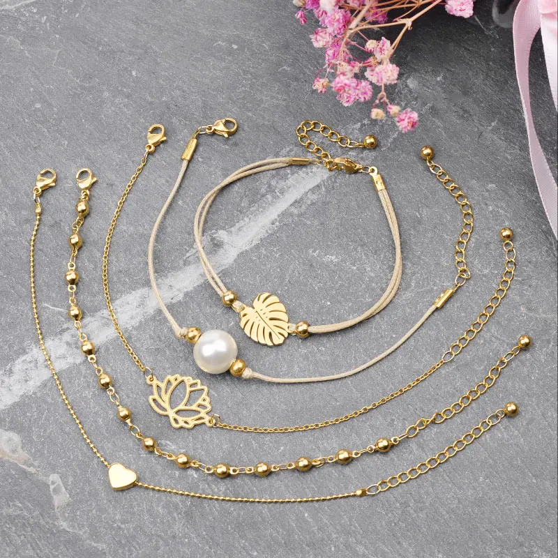 BOJIU плетеный шнур из нержавеющей стали индивидуальный Набор браслетов для женщин