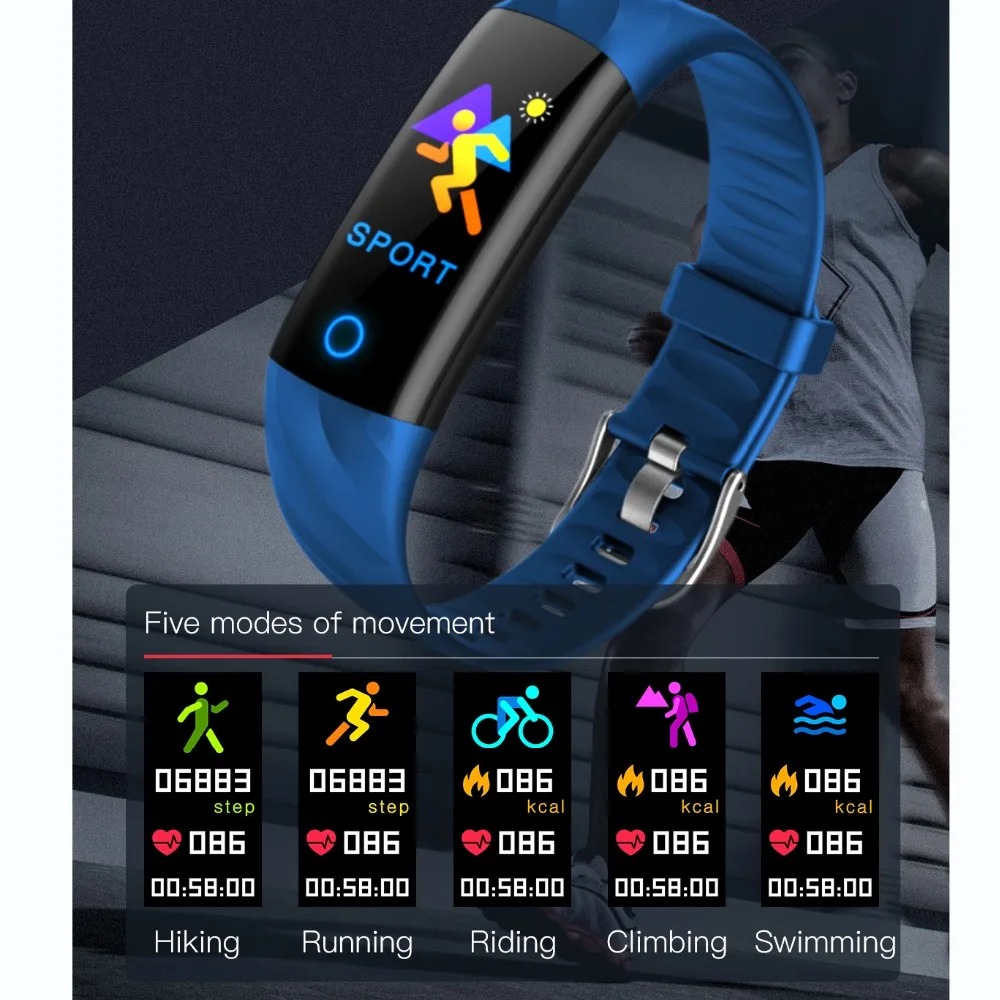 

Oloey S5 Heart Rate Smart Fitness Bracelet IP68 Waterproof Blood pressure oxygen Monitor Color Screen Activity Tracker SmartBand