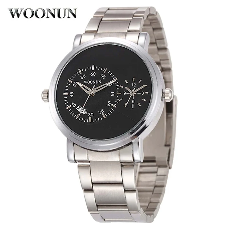 

WOONUN Men's Watch Fashion Clock Men's Sports Watch Dual Time Stainless Steel Quartz Wrist Watches For Men Relogio Masculino