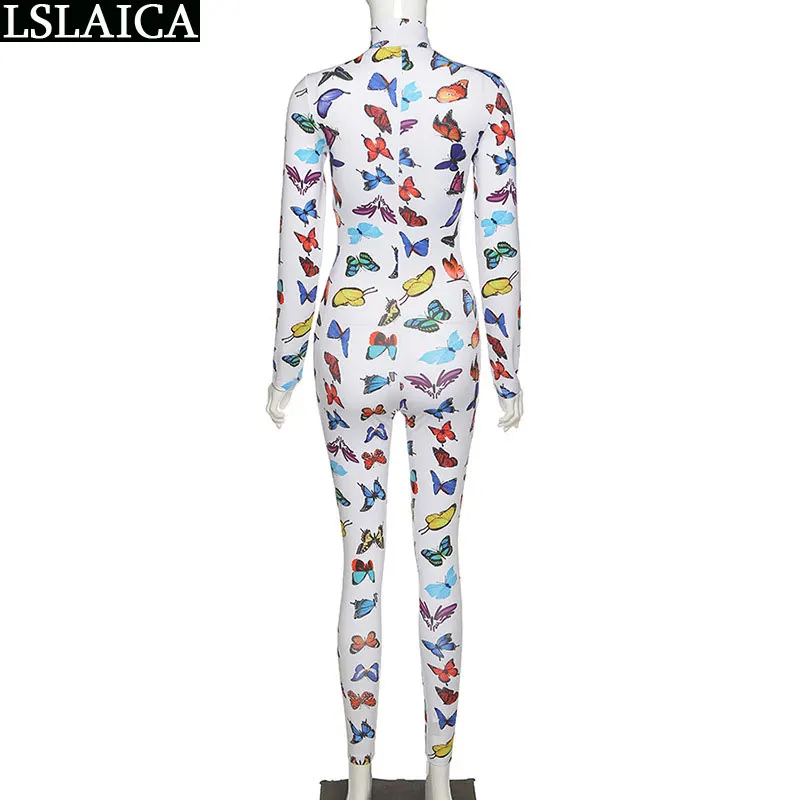 Элегантный женский боди с принтом бабочки тонкий повседневный комбинезон