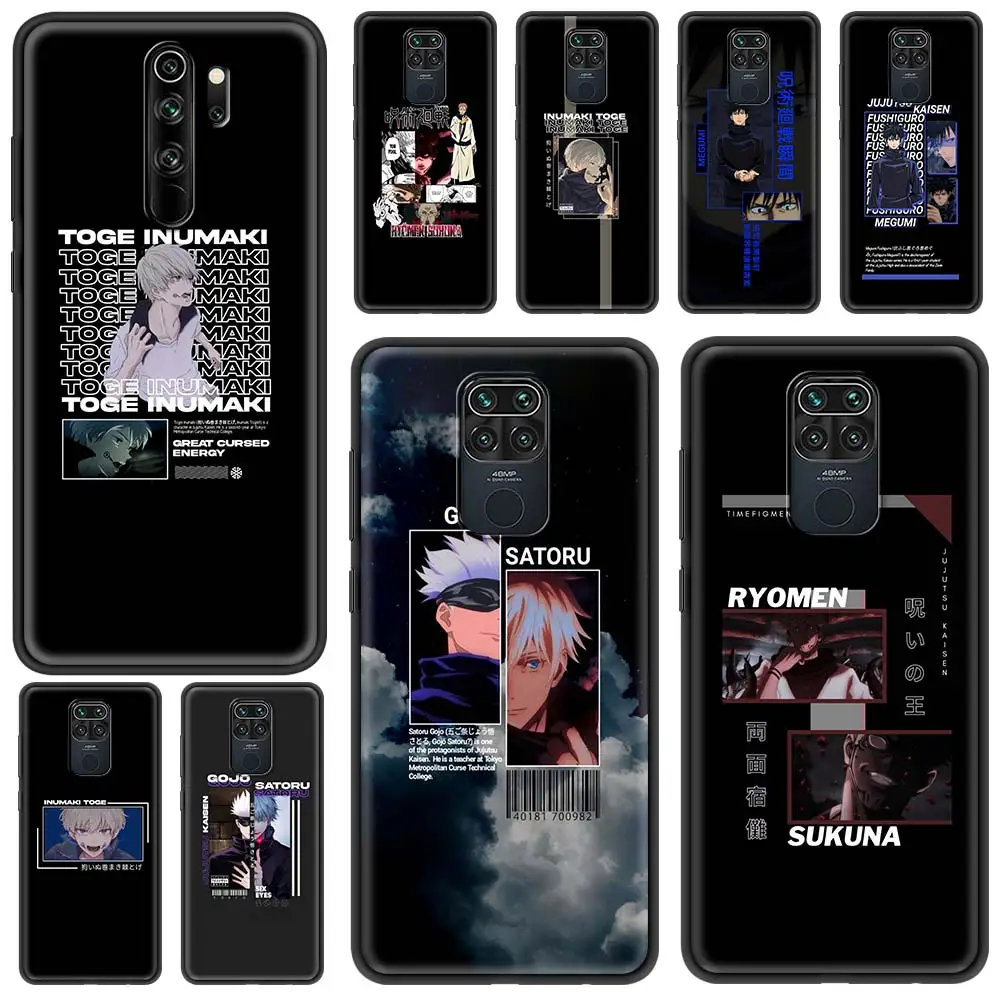 

Jujutsu Kaisen Satoru Gojo anime For Xiaomi Redmi Note 9S 9 8 10 Pro Max 7 8T 9T Black Case for Redmi Note 8 2021 Silicone Funda