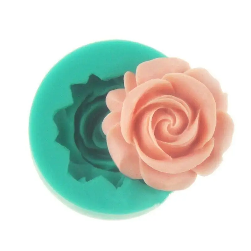 Пресс-форм 3D DIY силиконовые розового цветка Fondant (сахарная) торт Шоколадный