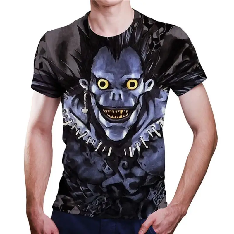 

2021 Summer New Pop Death Note Anime Oversized T-Shirt For Men Quality Casual Harajuku Manga Men's Cloth Boy's Anime Top