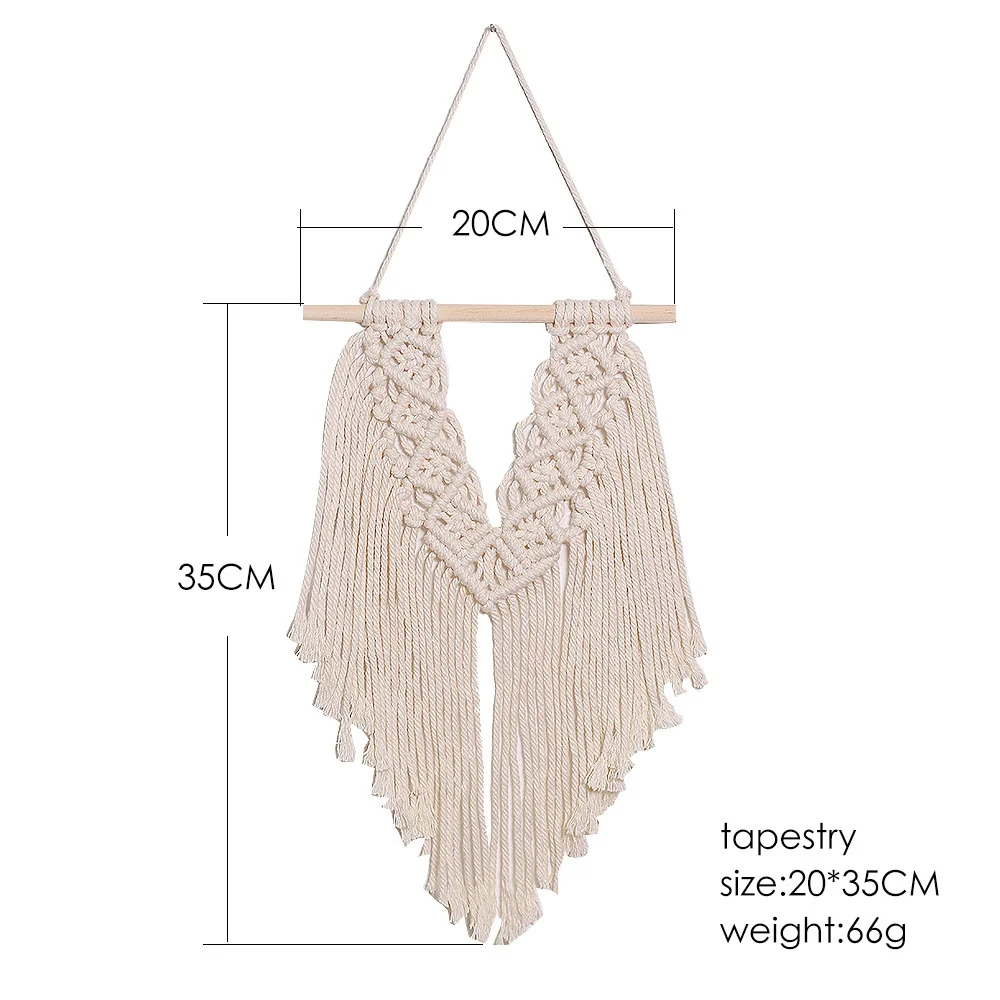 Tapiz de estilo n&oacute;rdico hecho a mano para decoraci&oacute;n de sala de estar, Mini borla, accesorios para el hogar, colgante de tela-4