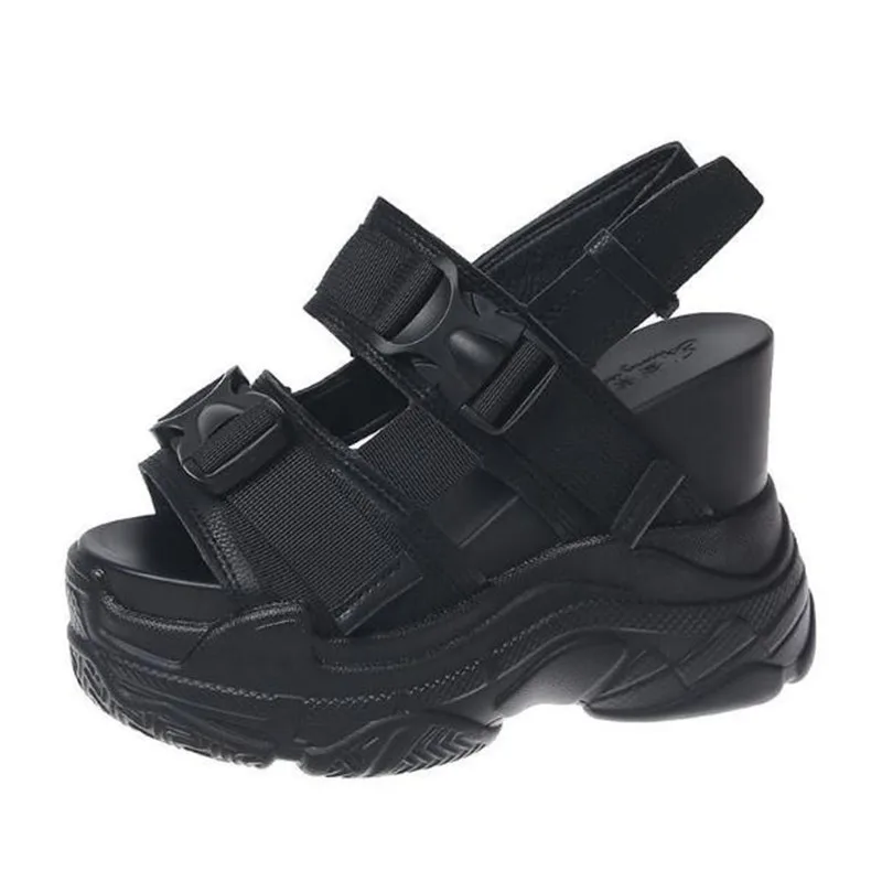 Сандалии женские на танкетке босоножки толстой подошве модная повседневная