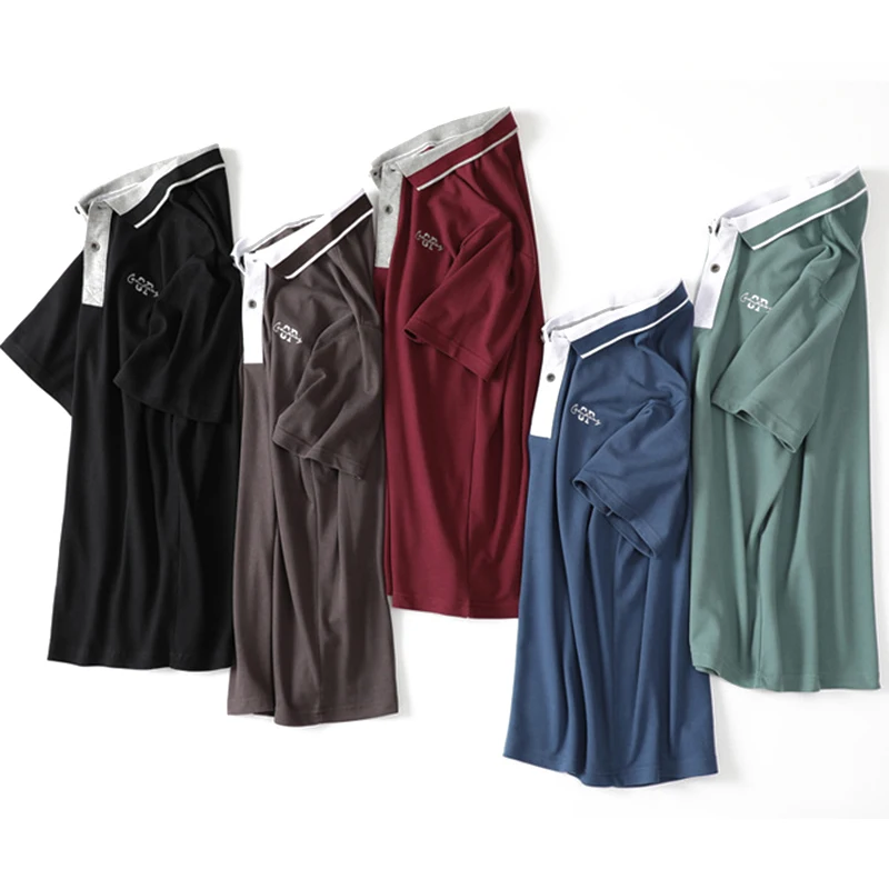 Мужская хлопковая рубашка-поло с отложным воротником размеры выше 6XL | одежда