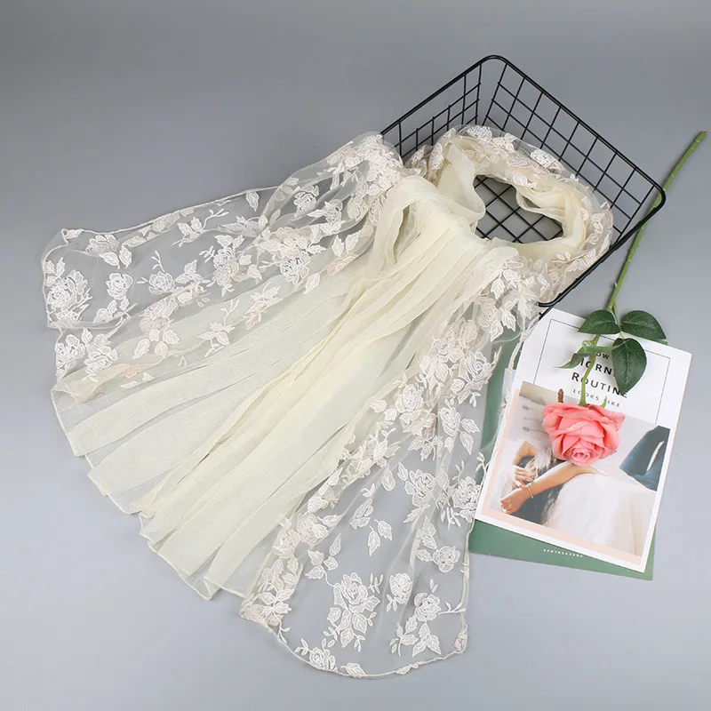 Модный простой кружевной Цветочный лоскутный шелковая шаль шарф Женский
