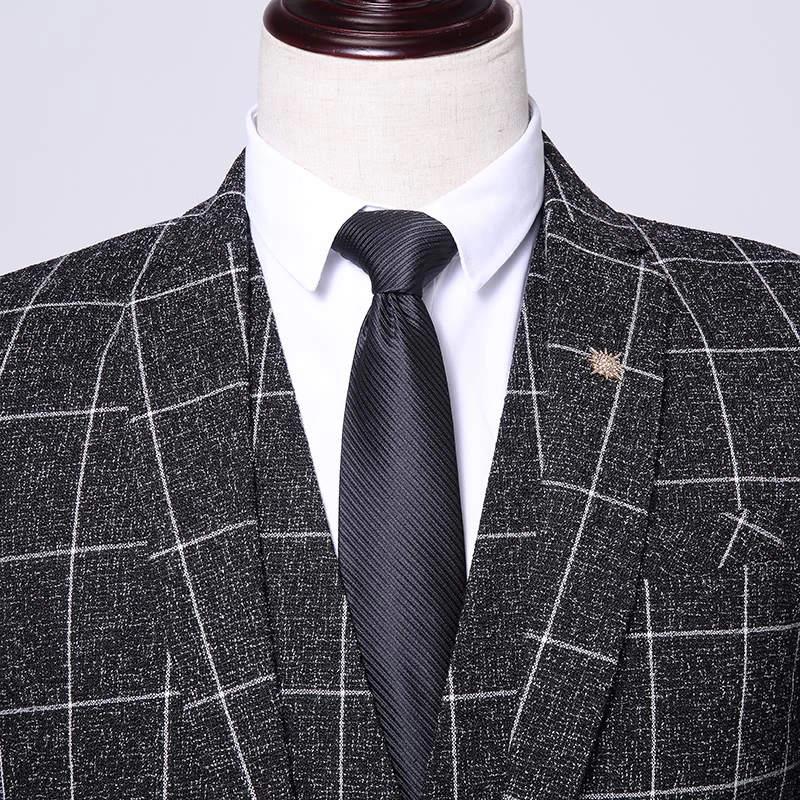 Комплект из трех предметов мужской деловой льняной Блейзер роскошный клетчатый