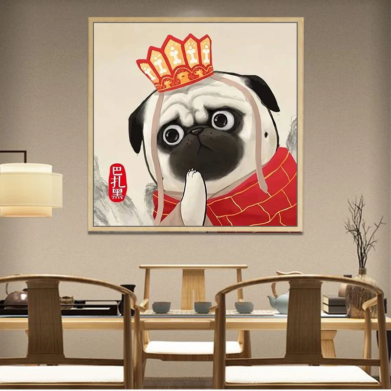 Diy paint by numbers picture drawing versus Toolkit draw dogcharacter Big Play art living room Decorative hanging painting | Дом и сад