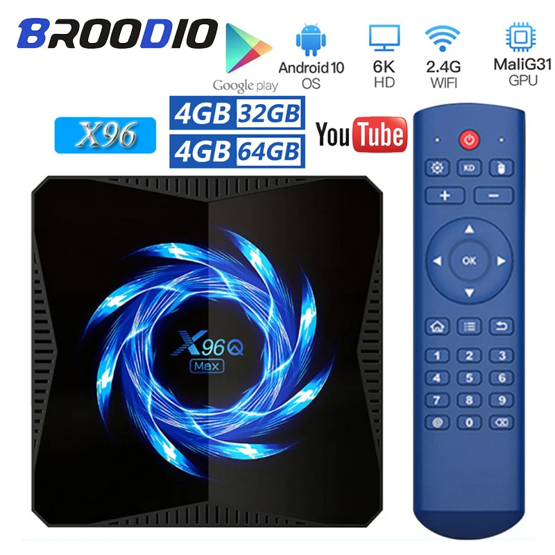 Приставка Смарт ТВ X96Q MAX 4 + 32/64 ГБ 2 4/5 0 ГГц Wi Fi Bluetooth|ТВ-приставки и медиаплееры| |