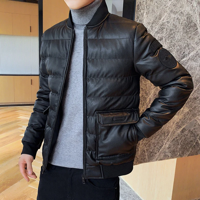 Winter 2021 new men's short cotton S slim down padded jacket trendy thick lint added jacket