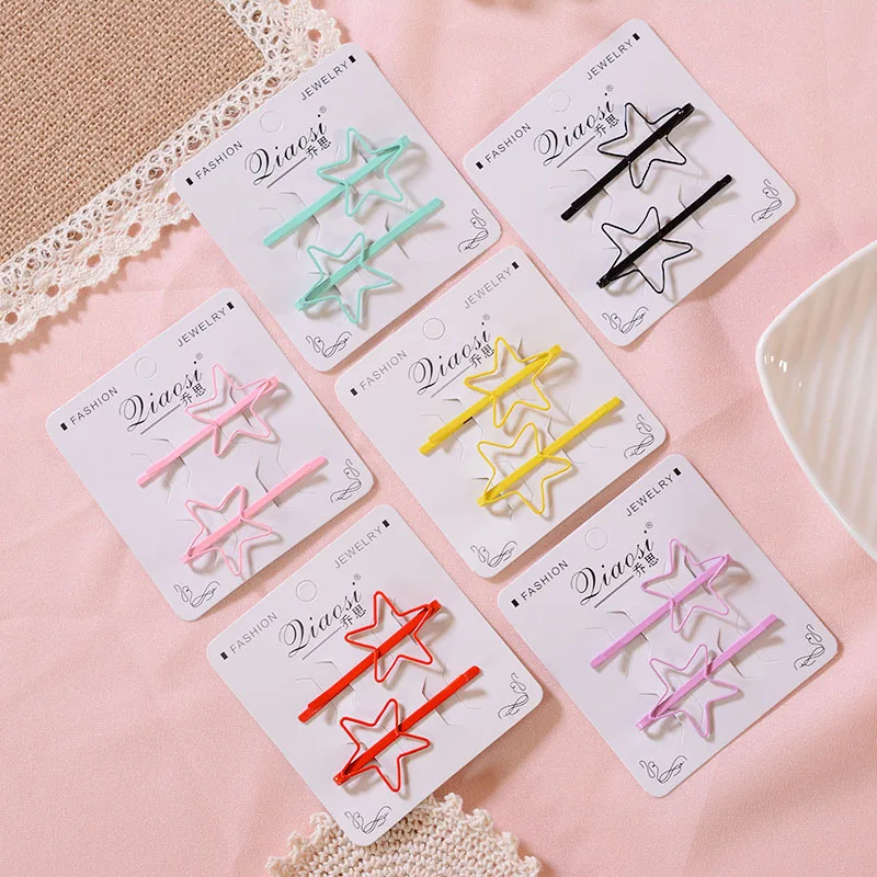 2 шт./компл. корейские заколки для волос в форме сердца и звезд невидимки