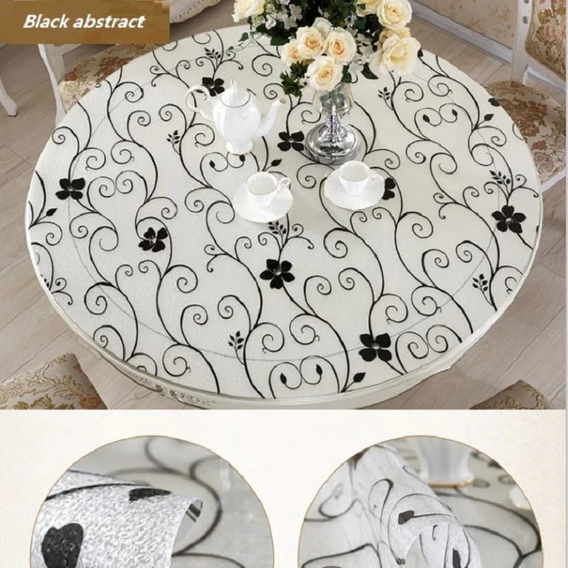 

Table coffee table pads colored plastic pvc crystal plate nordic waterproof oil-proof disposable Round surface manteles