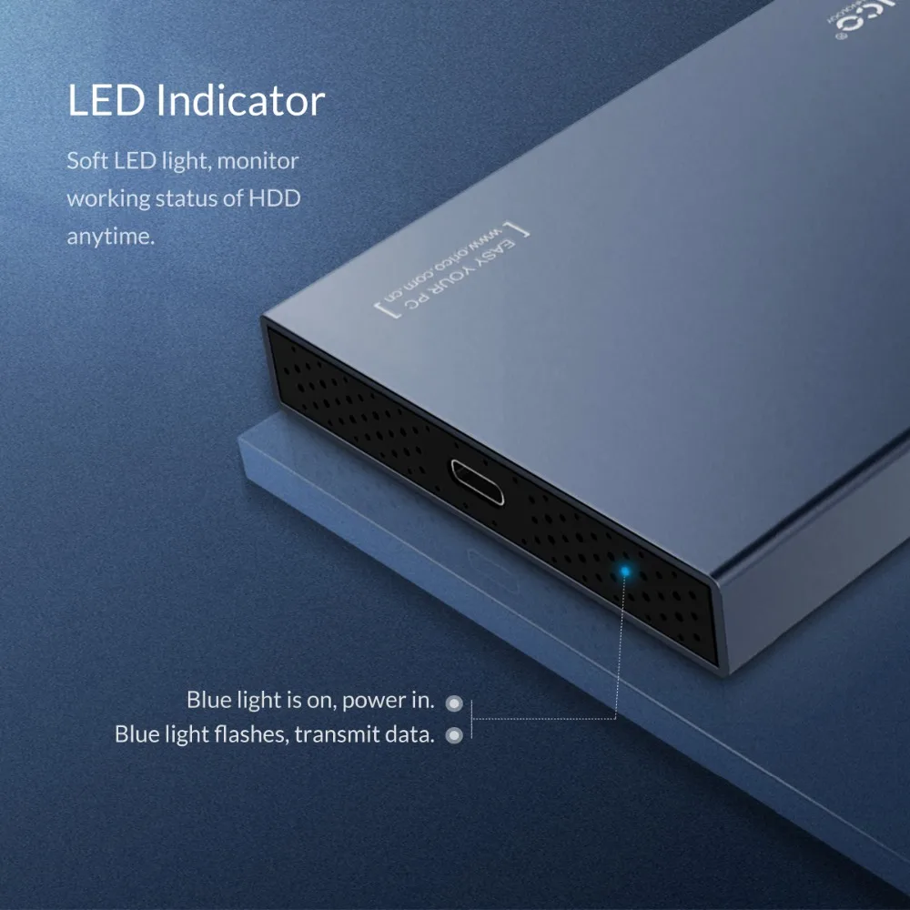 Чехол ORICO для жесткого диска 2 5 дюйма Type C из алюминиевого сплава USB3.1 Gen2 корпус с