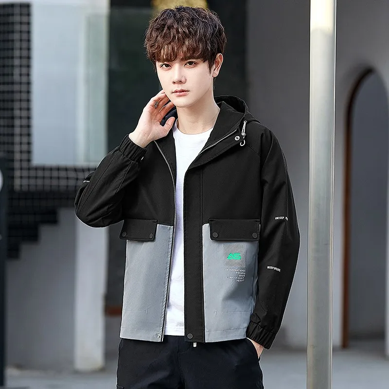 

2021New Spring Streetwear Casual Jacket Men Hip Hop Harajuku Patchwork Windbreaker Jackets Youth Pockets Outwear