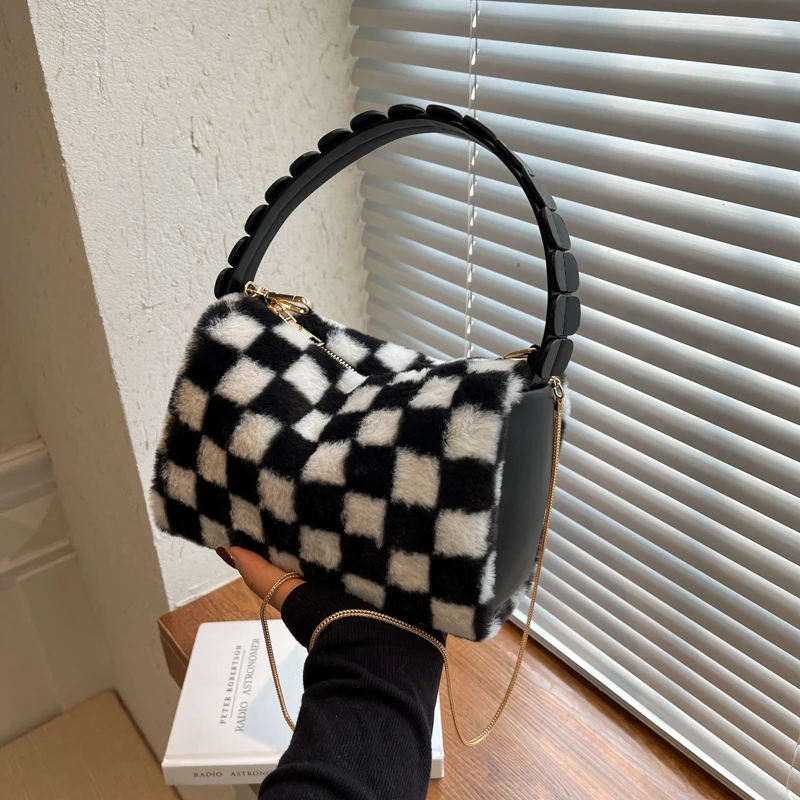 

Зимняя плюшевая сетчатая сумка-мессенджер большой емкости на плечо, сумки для женщин, роскошная дизайнерская сумка, Bolso Mujer