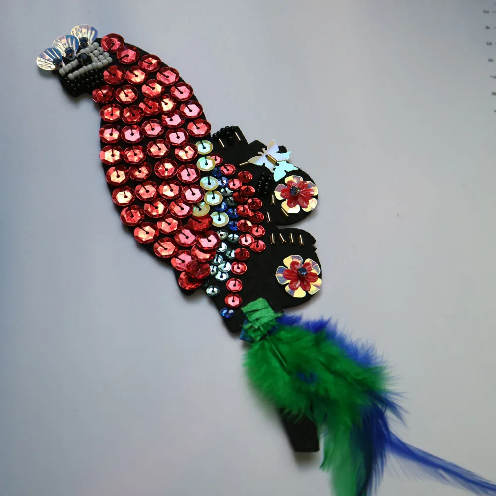 1pc bird beaded patches for clothing DIY rhinestone feather Sew on Animal Embroidery applique parches bordados para ropa | Дом и сад