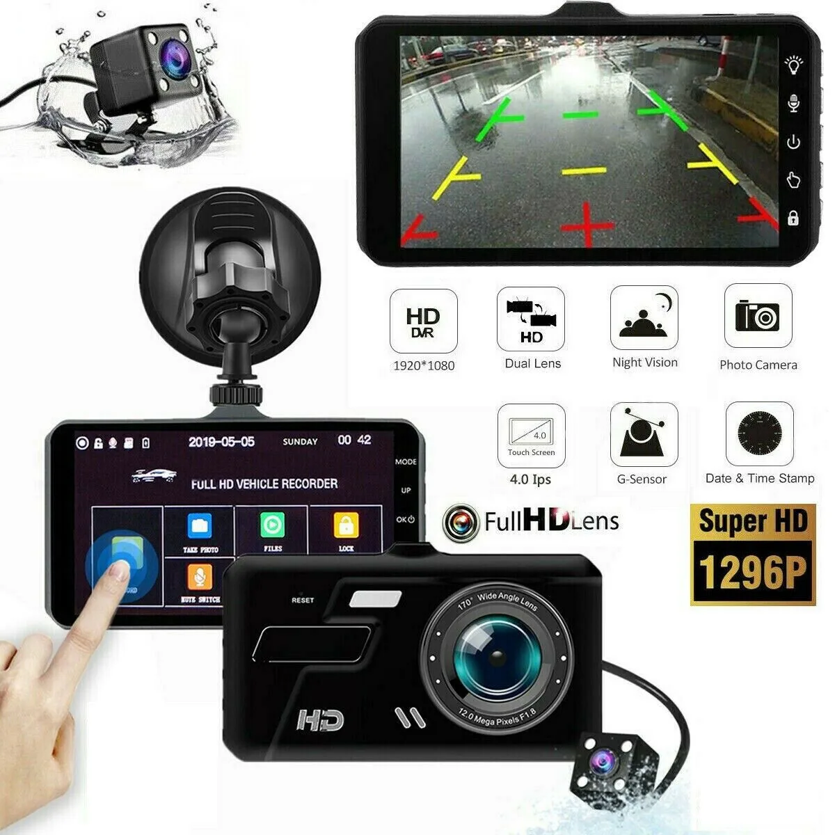 

50HZ/60HZ Car Dash Recorder And Rear Camera Reverse Cam 1x Car Charger