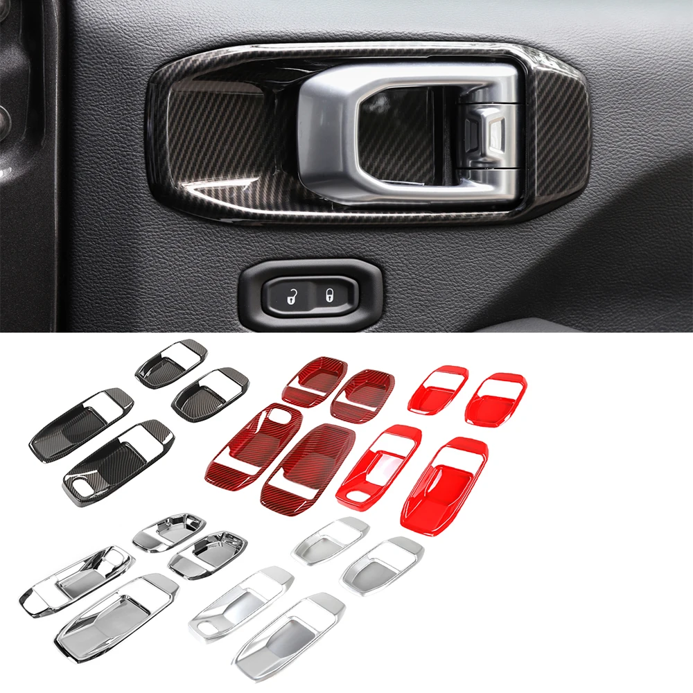 

ABS Interior Door Handle Bowl Decoration Cover Trim for Jeep Wrangler JL Gladiator JT 2018-2021 4-Door Accessories