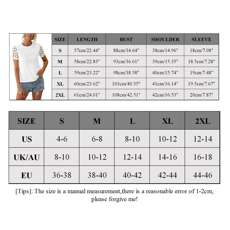 

Women's Summer Cotton Round Neck Hook Hollow Sleeve Solid Color Short Sleeve Hot Sale
