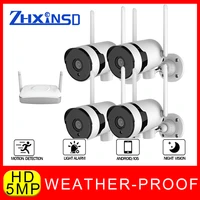 zhxinsd 5mp video surveillance 4ch audio camera wireless nvr kit security camera system 1920p outdoor waterproof security came